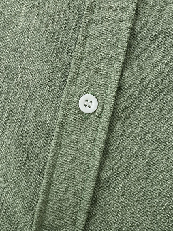 Men's Solid cotton casual lapel solid color short - sleeved shirt - LXNDON