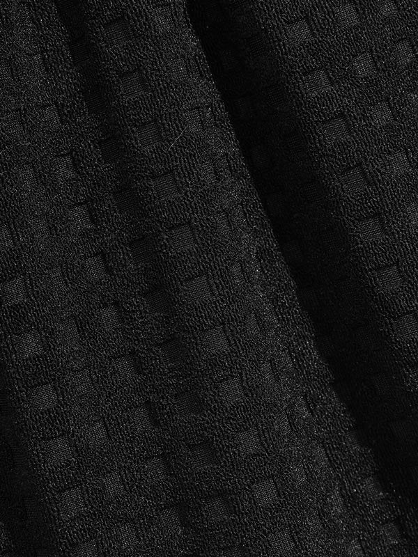 Men's Terry Cloth Plaid Color Block Cuban Collar Shirt Casual Shorts Set - LXNDON