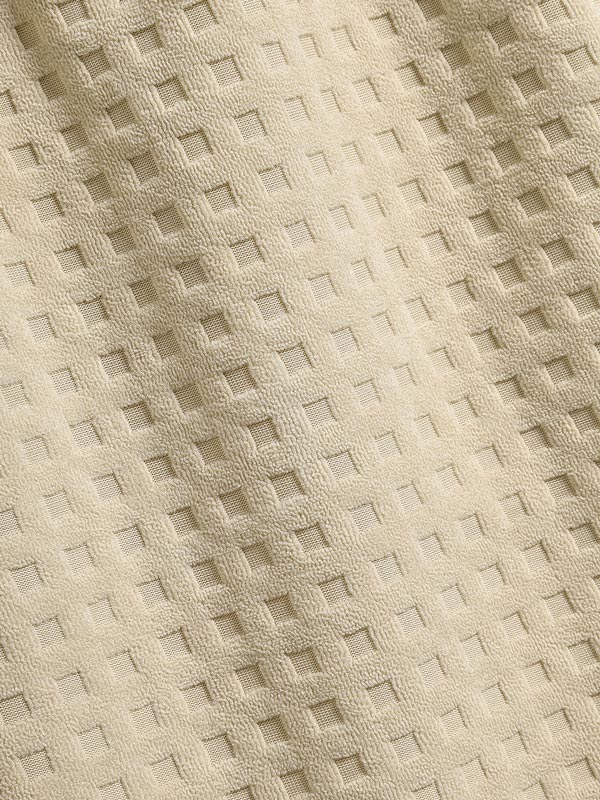 Men's Terry Cloth Plaid Color Block Cuban Collar Shirt Casual Shorts Set - LXNDON