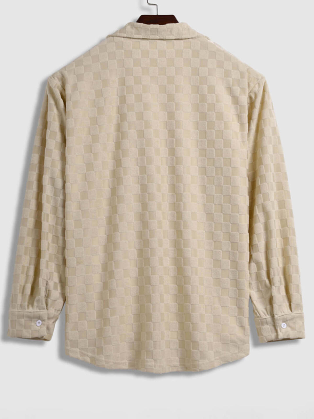 Men's textured plaid terry casual long - sleeved shirt and corduroy pants set - LXNDON