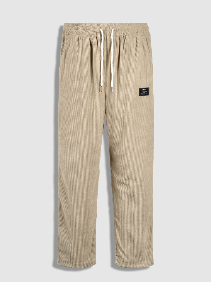 Men's textured plaid terry casual long - sleeved shirt and corduroy pants set - LXNDON