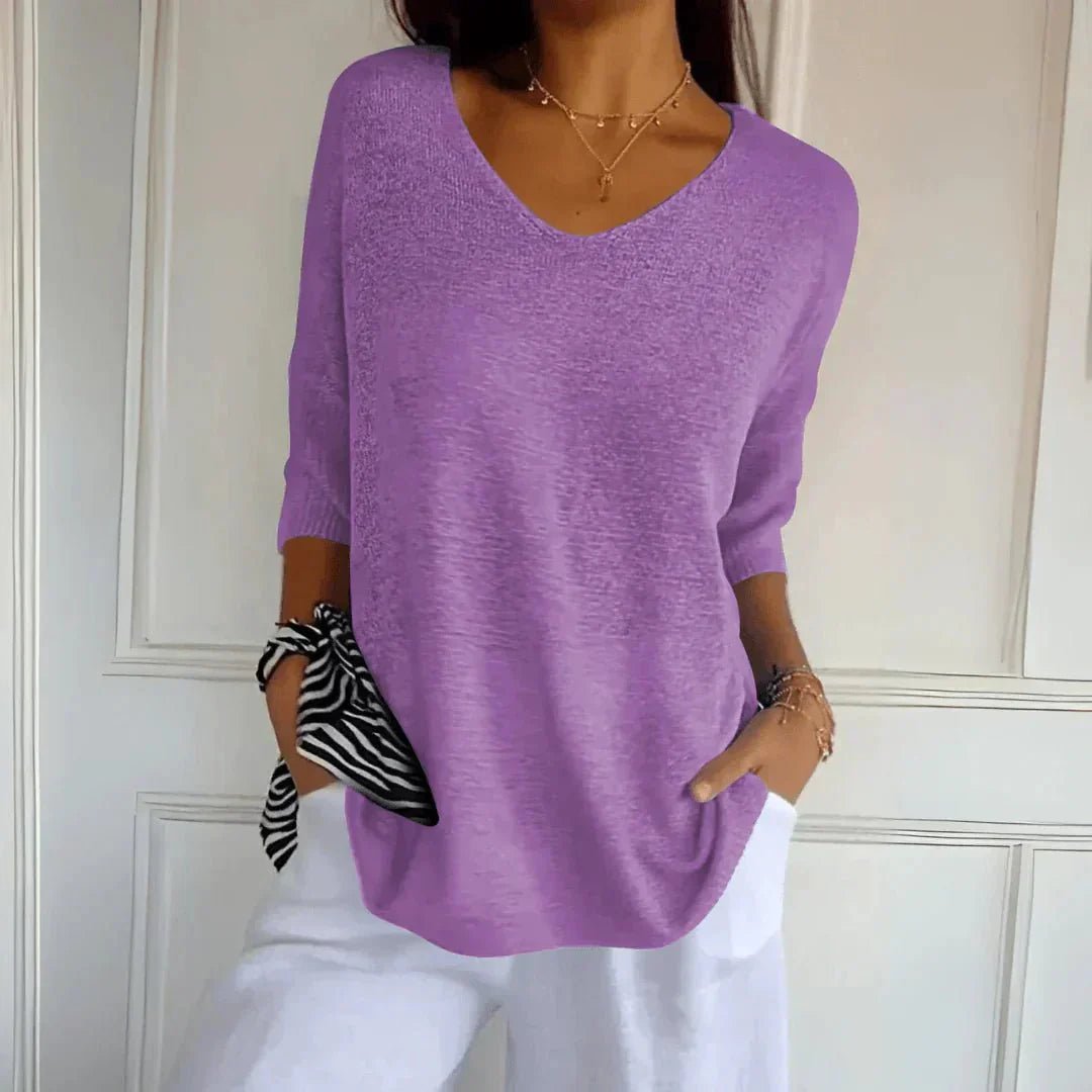 Noelia | Casual Lightweight V - Neck Sweater - LXNDON