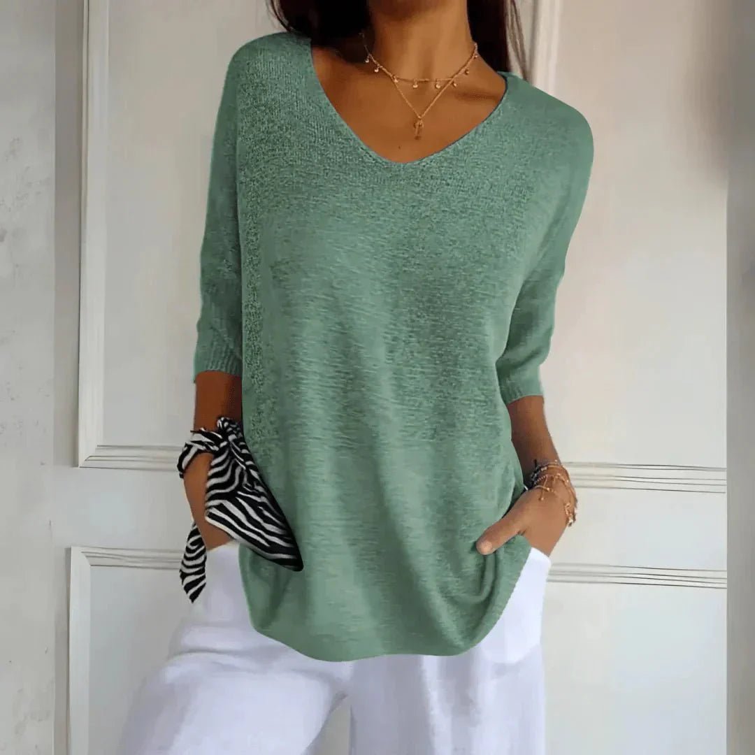 Noelia | Casual Lightweight V - Neck Sweater - LXNDON