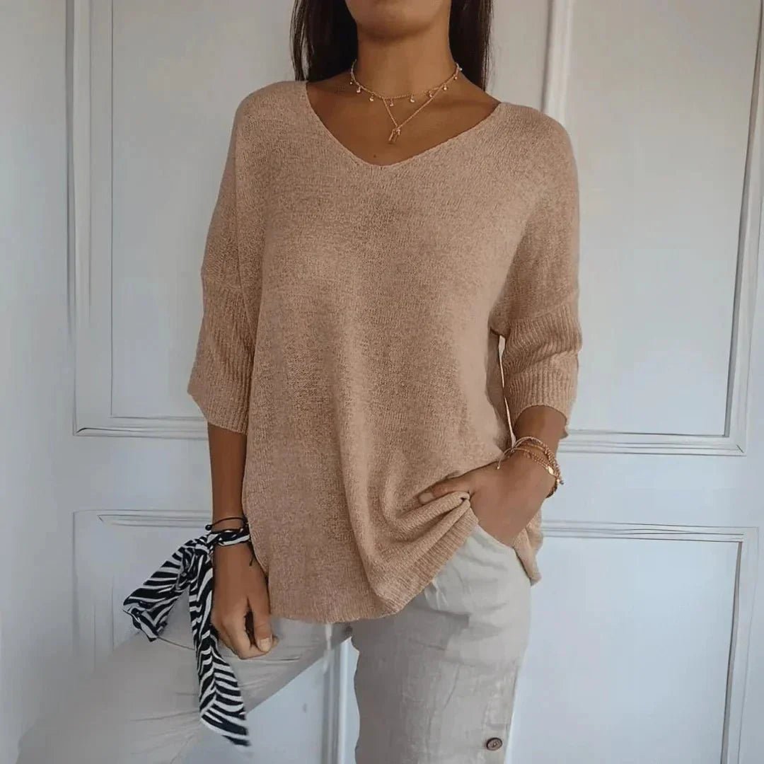 Noelia | Casual Lightweight V - Neck Sweater - LXNDON