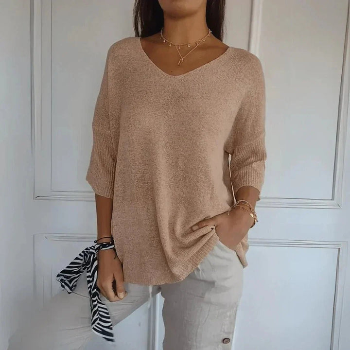 Noelia | Casual Lightweight V - Neck Sweater - LXNDON