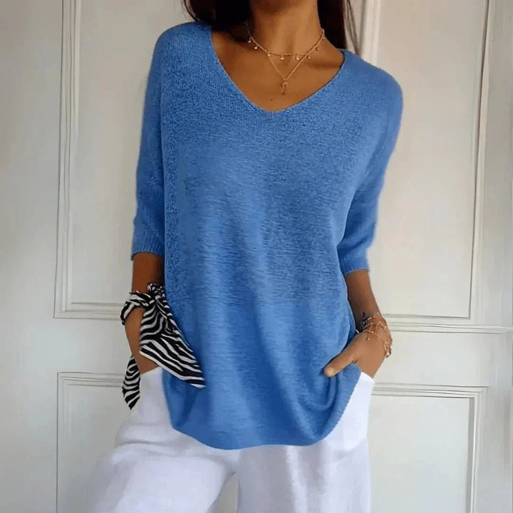 Noelia | Casual Lightweight V - Neck Sweater - LXNDON