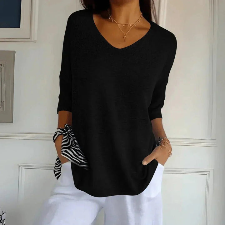 Noelia | Casual Lightweight V - Neck Sweater - LXNDON