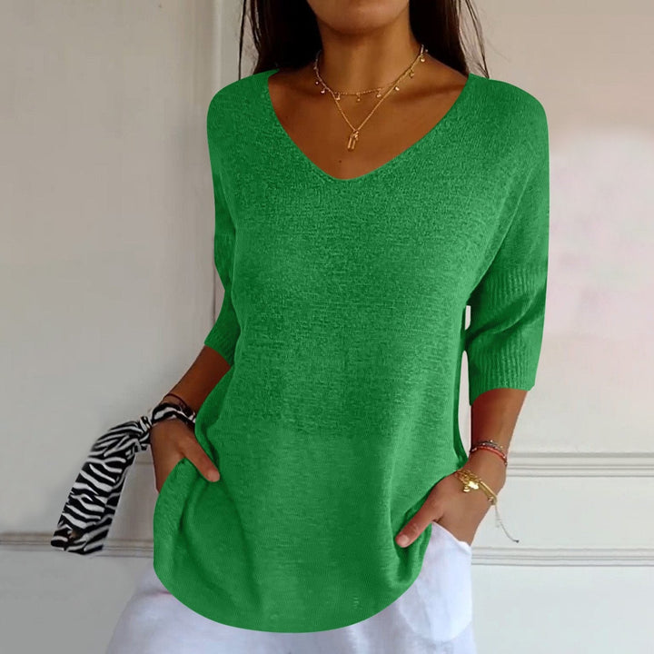 Noelia | Casual Lightweight V - Neck Sweater - LXNDON