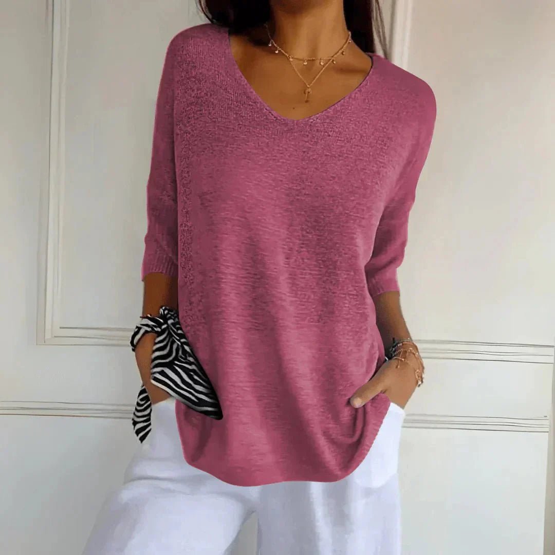 Noelia | Casual Lightweight V - Neck Sweater - LXNDON
