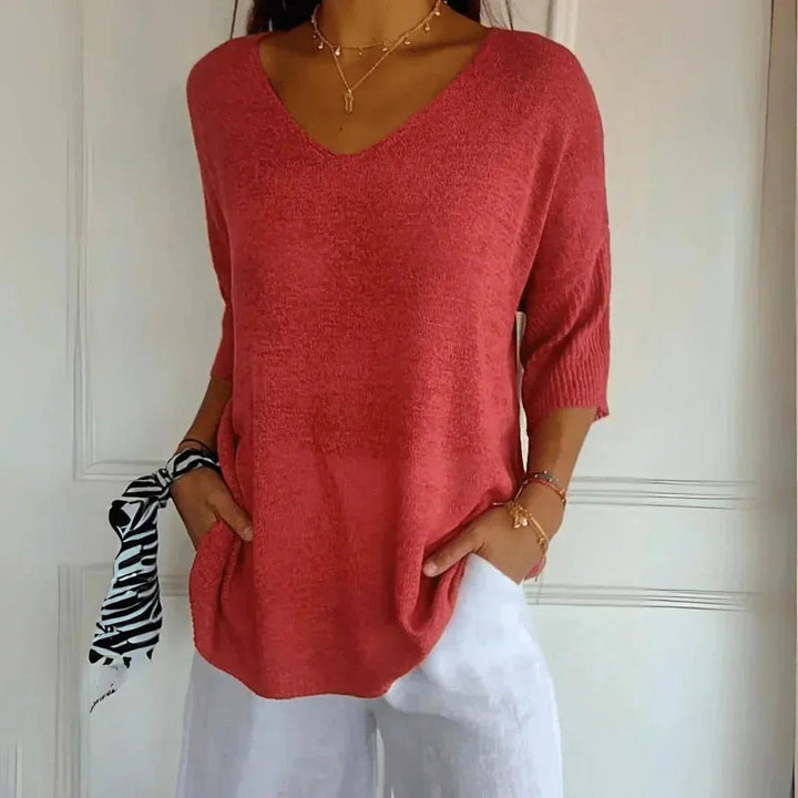 Noelia | Casual Lightweight V - Neck Sweater - LXNDON