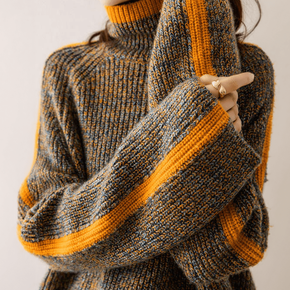 Norelle | Striped Oversized Turtleneck Sweater - LXNDON