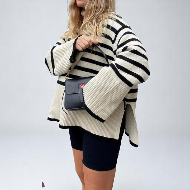 Marcelline Striped Knit Sweater | Women’s Modern Two-Tone Knitwear