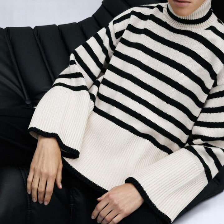 Marcelline Striped Knit Sweater | Women’s Modern Two-Tone Knitwear