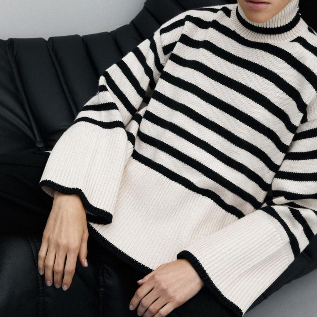 Marcelline Striped Knit Sweater | Women’s Modern Two-Tone Knitwear