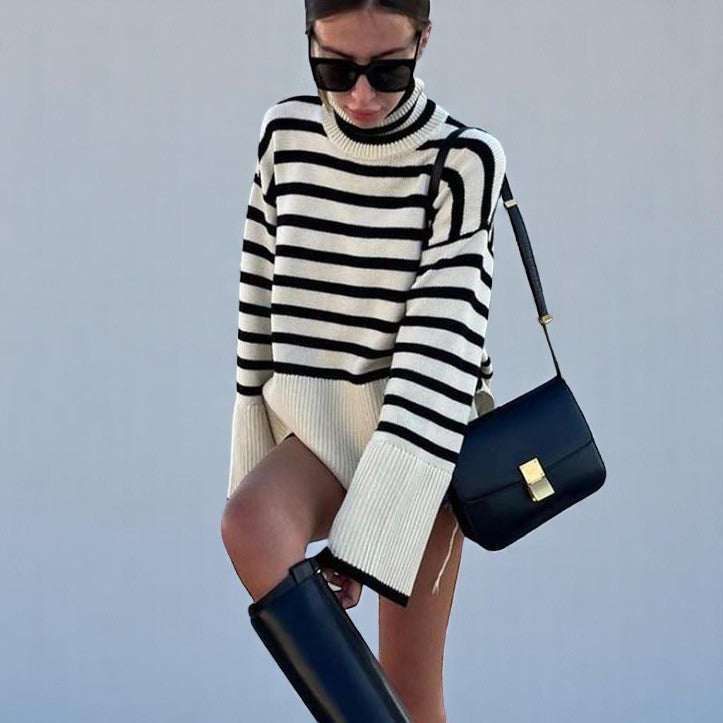 Marcelline Striped Knit Sweater | Women’s Modern Two-Tone Knitwear