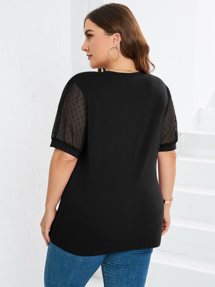 Quinn | Sheer Puff Sleeve V - Neck Blouse - LXNDON