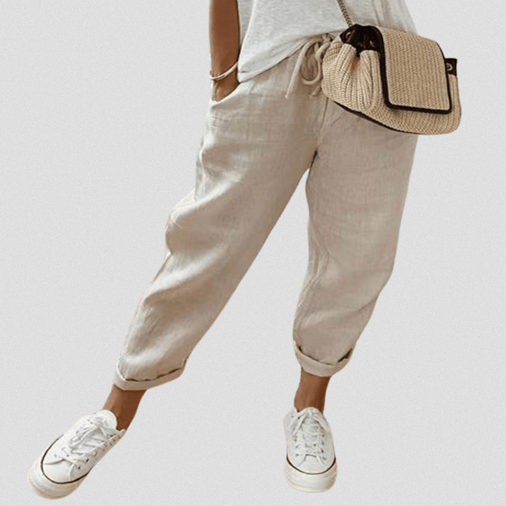 Rory | Casual Drawstring Jogger Pants - LXNDONisla - hose - beige - S