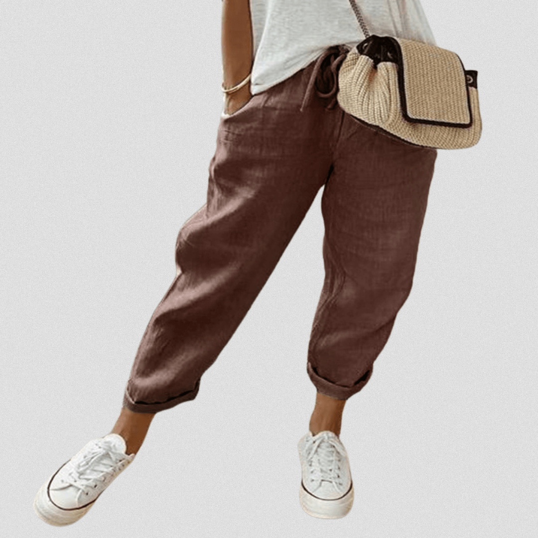 Rory | Casual Drawstring Jogger Pants - LXNDONisla - hose - braun - S