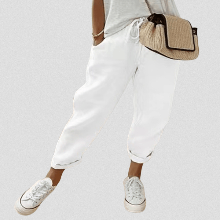 Rory | Casual Drawstring Jogger Pants - LXNDONisla - hose - weiss - S