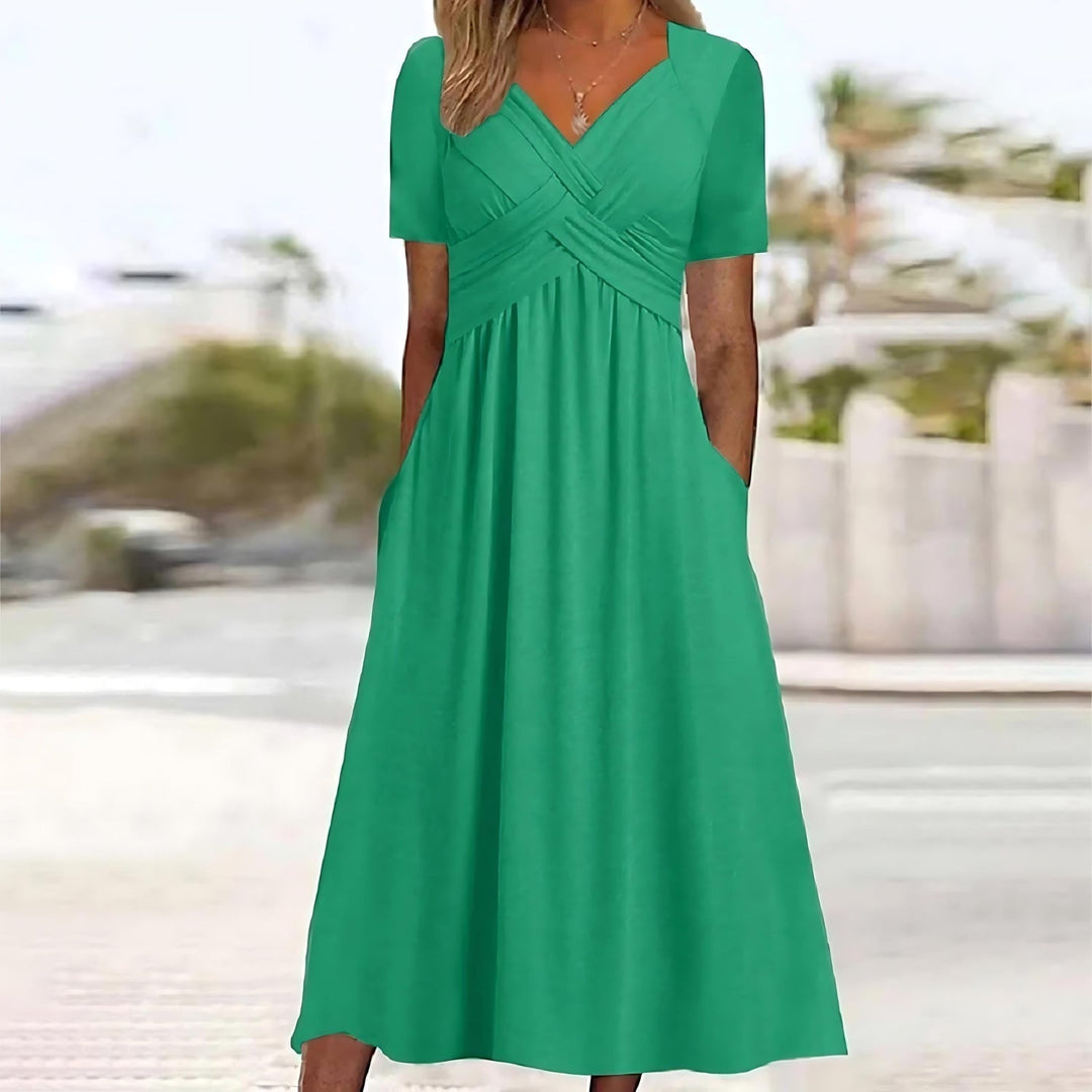Sage | Cross - Waist Pocket Midi Dress - LXNDON