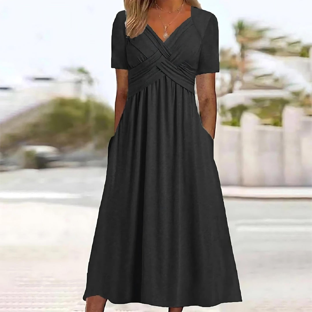 Sage | Cross - Waist Pocket Midi Dress - LXNDON
