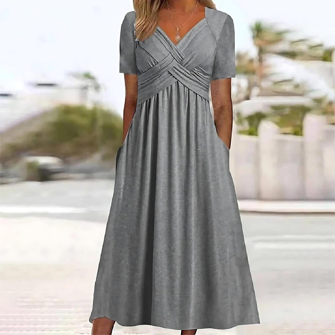 Sage | Cross - Waist Pocket Midi Dress - LXNDON