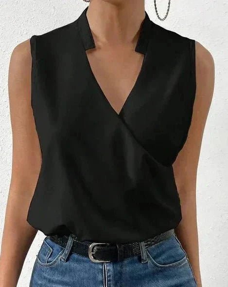Selene | Sleeveless Wrap Neck Blouse - LXNDON