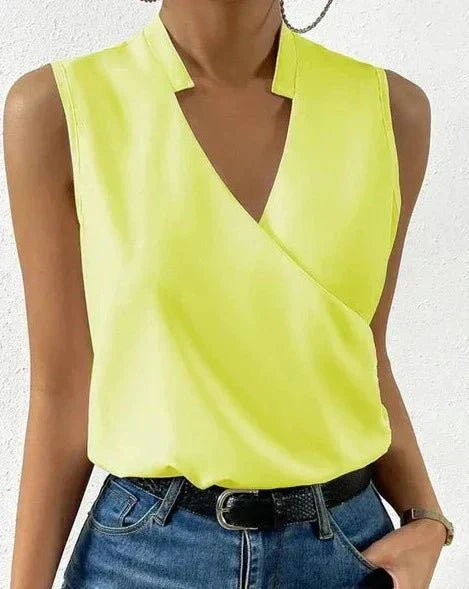 Selene | Sleeveless Wrap Neck Blouse - LXNDON