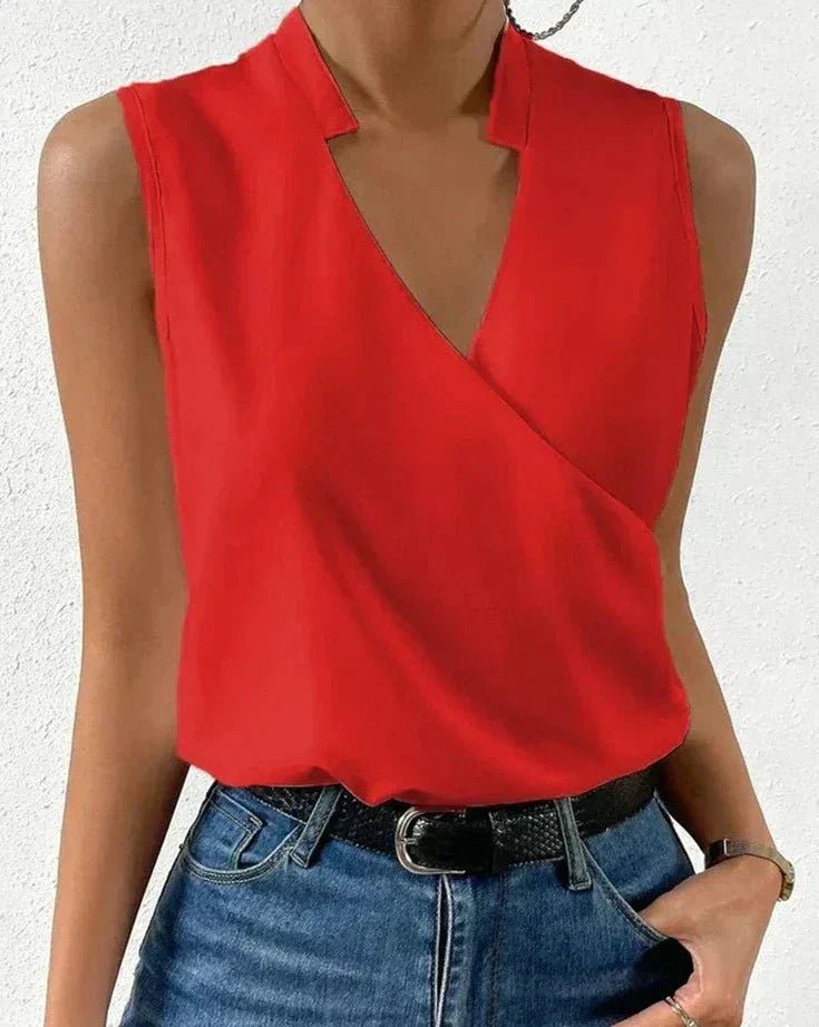 Selene | Sleeveless Wrap Neck Blouse - LXNDON