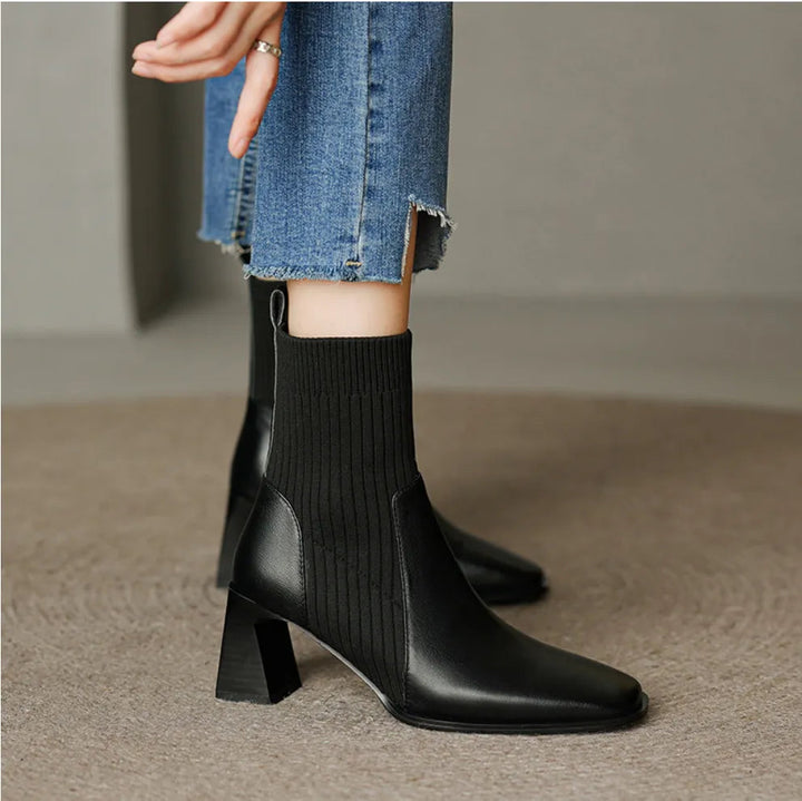 Marvella Knit-Fit Heeled Boots | Women’s Modern Comfort Elegance