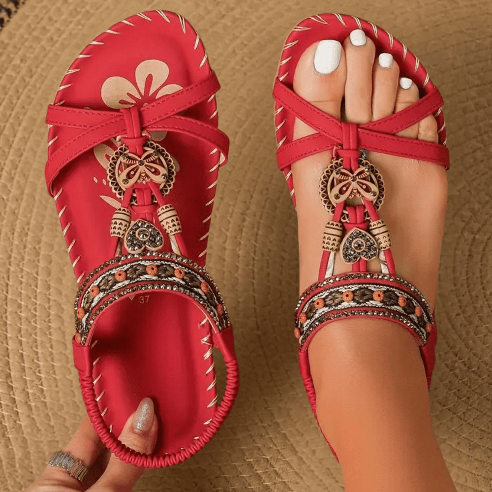 Talitha | Embroidered Boho Comfort Sandals - LXNDON