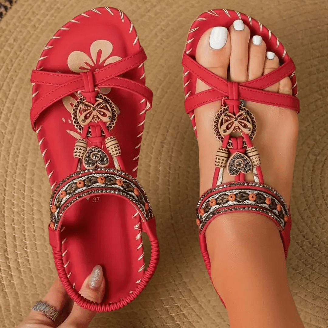 Talitha | Embroidered Boho Comfort Sandals - LXNDON