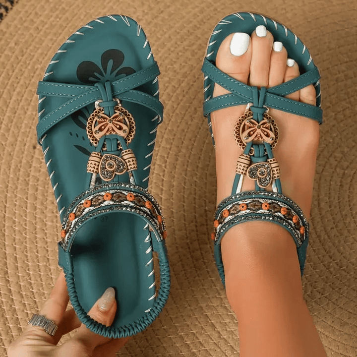 Talitha | Embroidered Boho Comfort Sandals - LXNDON