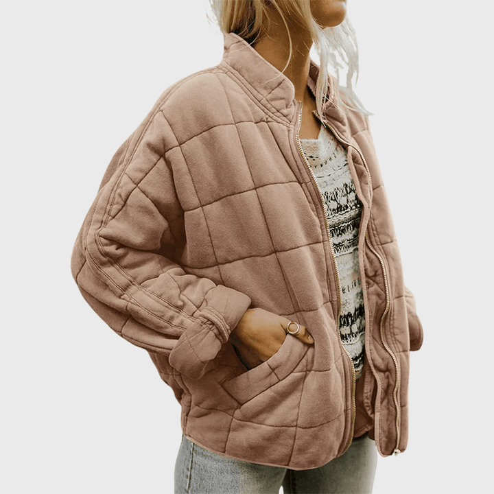 Teyla | Quilted Zip - Up Oversized Jacket - LXNDON