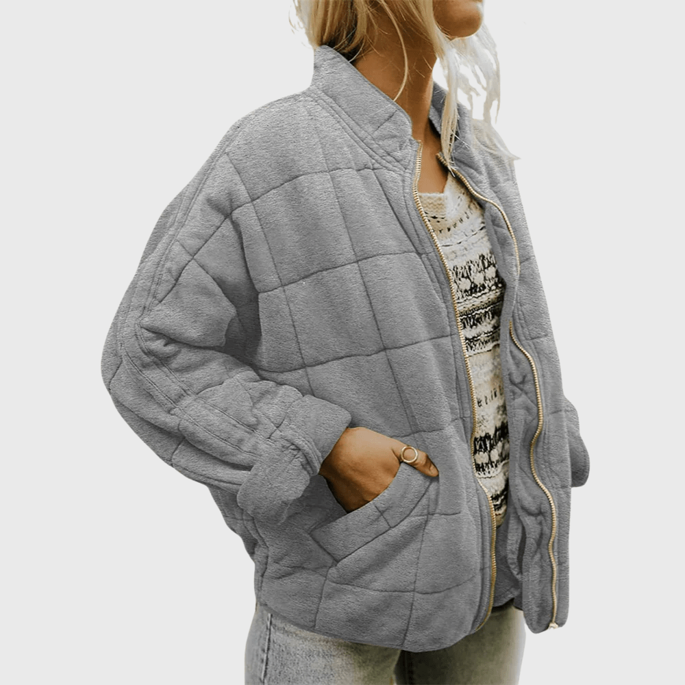 Teyla | Quilted Zip - Up Oversized Jacket - LXNDON