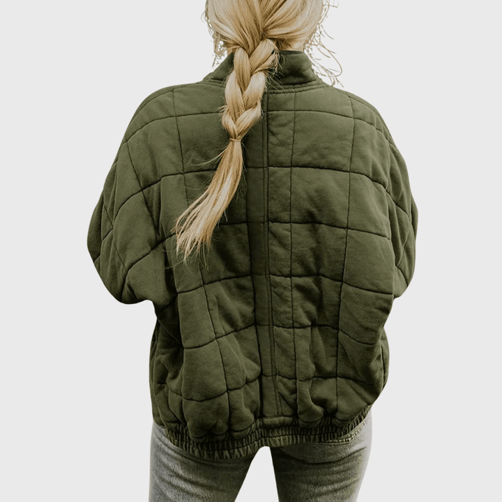 Teyla | Quilted Zip - Up Oversized Jacket - LXNDON