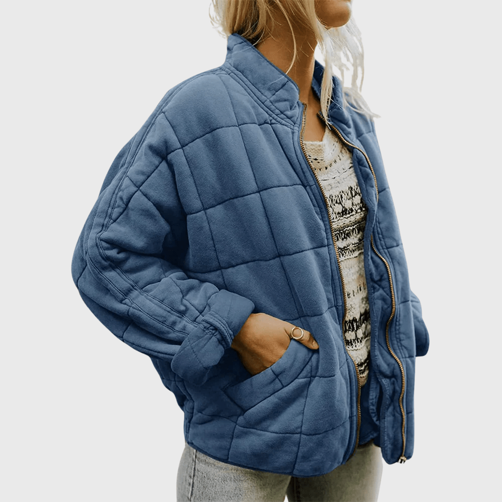 Teyla | Quilted Zip - Up Oversized Jacket - LXNDON