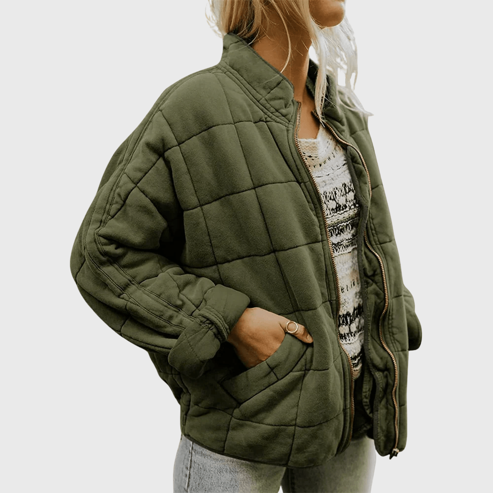 Teyla | Quilted Zip - Up Oversized Jacket - LXNDON
