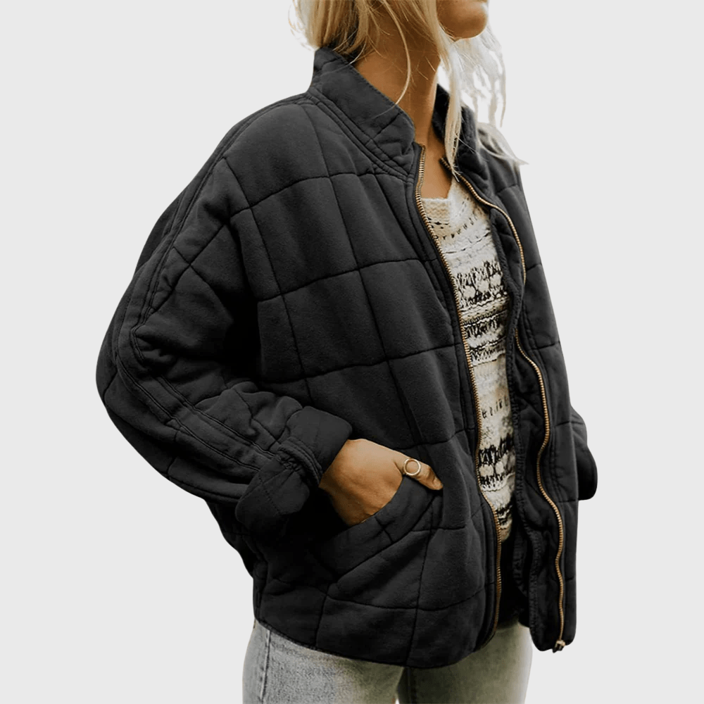 Teyla | Quilted Zip - Up Oversized Jacket - LXNDON