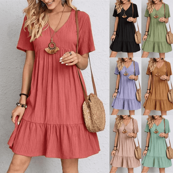 Tummy - Control Retro V - Neck Dress - LXNDON
