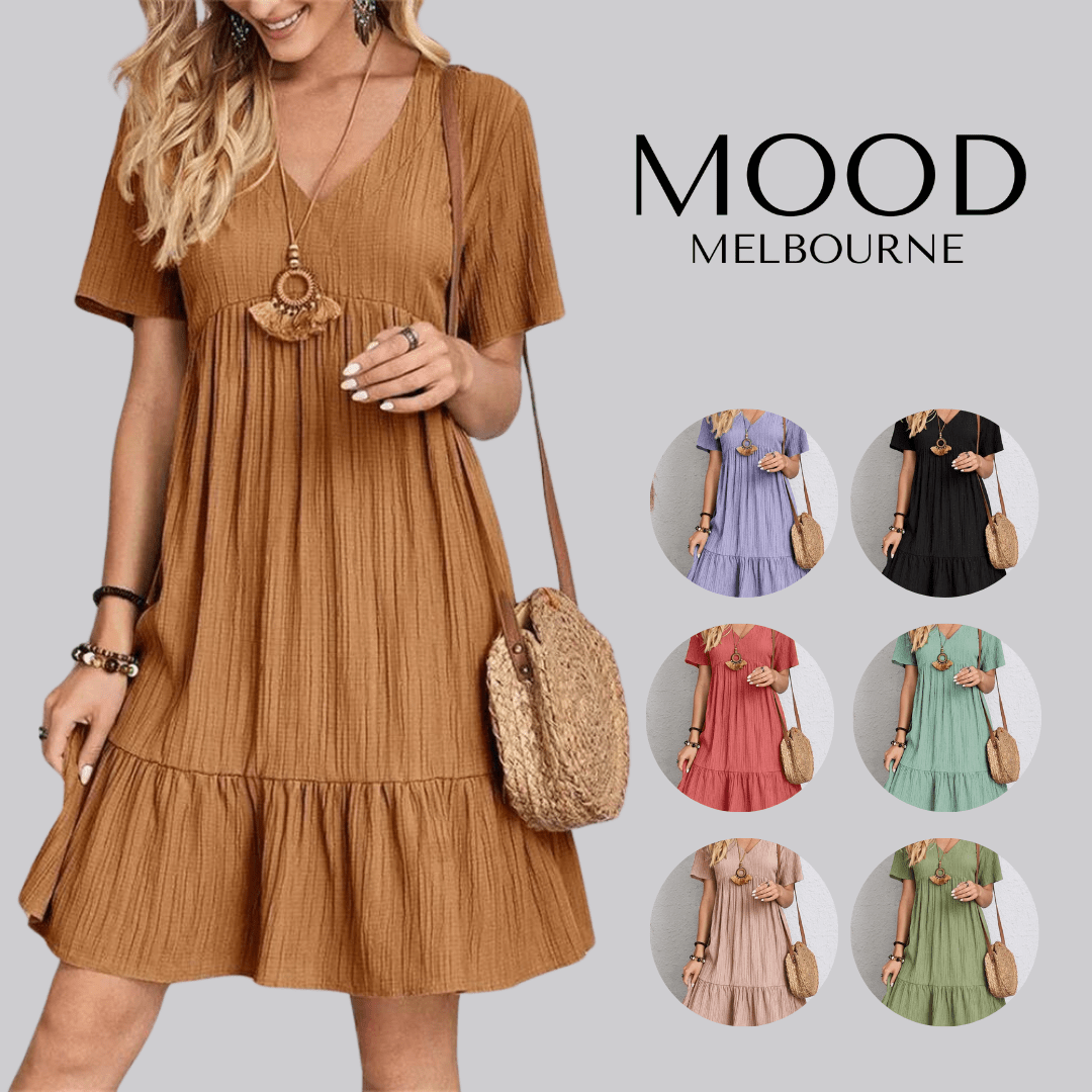 Tummy - Control Retro V - Neck Dress - LXNDON