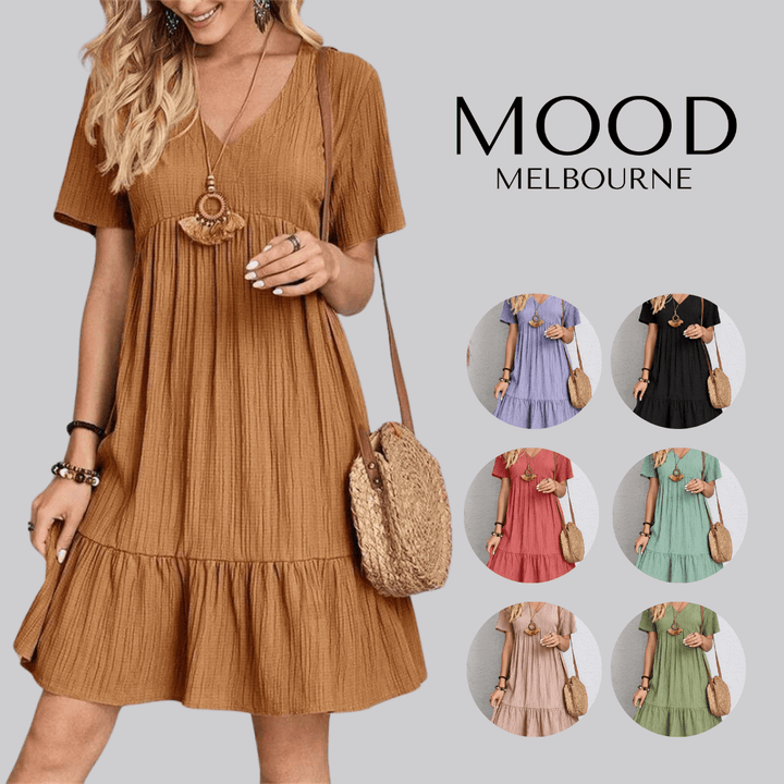 Tummy - Control Retro V - Neck Dress - LXNDON